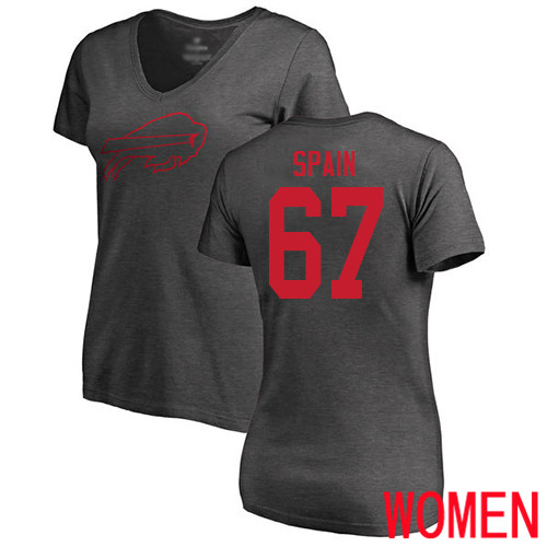 NFL Women Buffalo Bills #67 Quinton Spain Ash One Color T Shirt